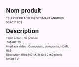 Téléviseur Astech 50" Smart Android