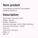 Téléviseur Elactron 50" Smart Qled Smart Android