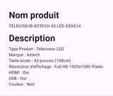 Téléviseur Astech 43" Led