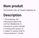 Téléviseur Torl 50" Smart Android