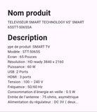 Téléviseur Smart Technology 65" Smart