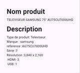 Téléviseur Samsung 75" Smart