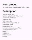 Téléviseur Hisense 43" Smart