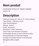 Téléviseur Astech 43" Smart Android