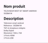 Téléviseur West 50" Smart Android