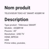 Téléviseur Teko 43" Smart