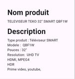 Téléviseur Teko 32" Smart Android