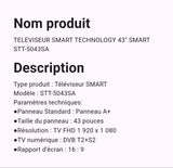 Téléviseur Smart Technology 43" Smart Android