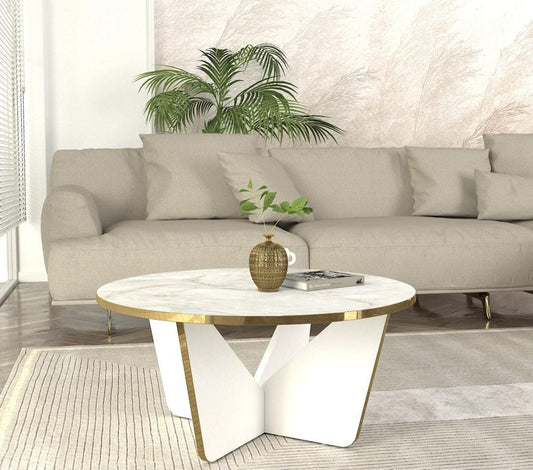Table Basse Blanche Dorée
