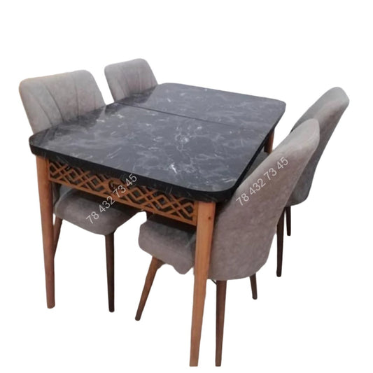 Table A Manger Extensible Noire 6 Places Gris