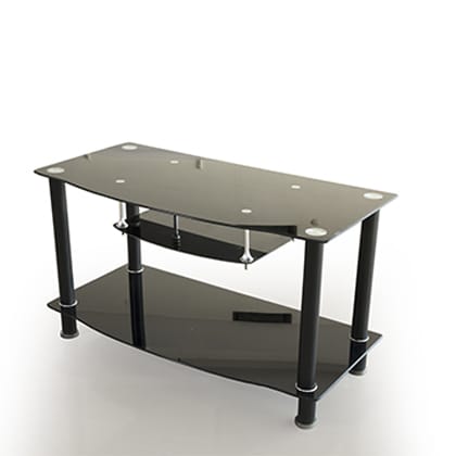 Table Televiseur En Verre Noire