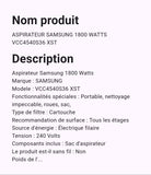 Aspirateur Samsung 1800 Watts