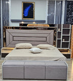 Chambre A coucher amoire 6 Battants 6 Pièces Marron Gris