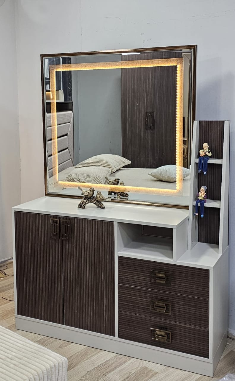 Chambre A coucher amoire 6 Battants 6 Pièces Marron Gris