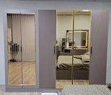 Chambre A coucher 6 Battants 6 Pièces Gris Beige - Blanc Pusat