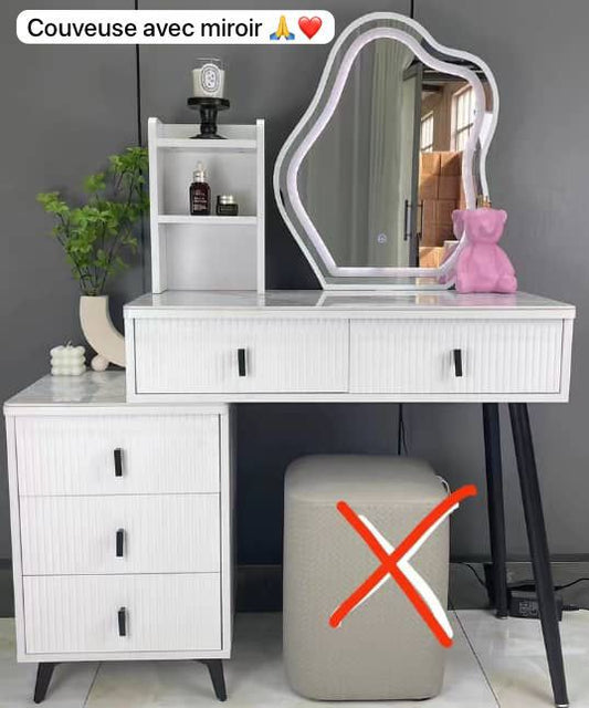 Coiffeuse avec miroir 5 tiroirs