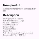Machine à café - Nespresso Noir Essenza