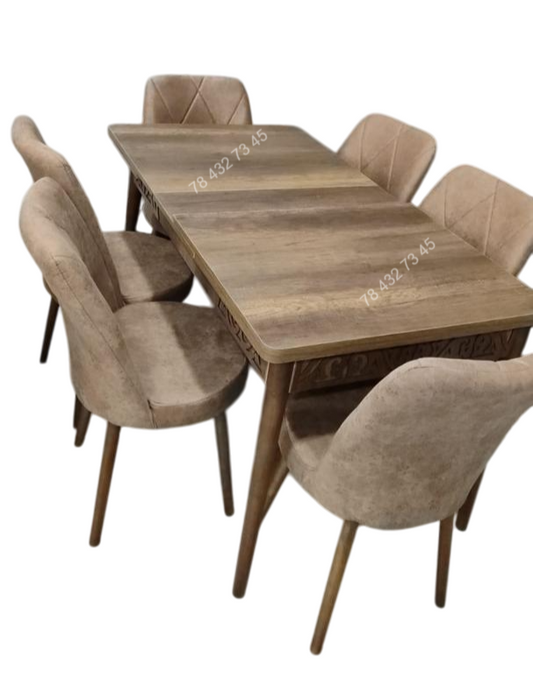 Table A Manger 6 Sieges Marron Claire