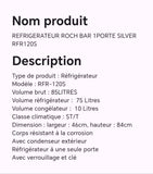 REFRIGERATEUR ROCH BAR 1PORTE SILVER RFR120S