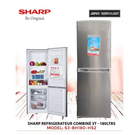 REFRIGERATEUR SHARP COMBINE 3TIROIRS 180LITRES GRIS BH180HS2