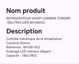 REFRIGERATEUR SHARP COMBINE 3TIROIRS 180LITRES GRIS BH180HS2