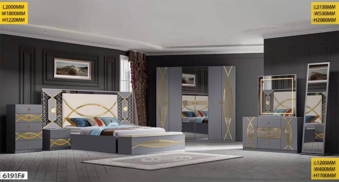 CHAMBRE A COUCHER 6BATTANTS 6PIECES GRIS 6191F