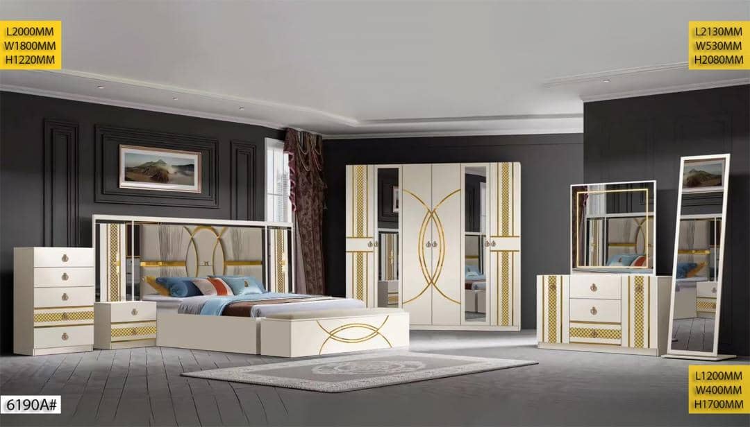 CHAMBRE A COUCHER 6BATTANTS 6PIECES BEIGE 6190A