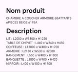 CHAMBRE A COUCHER 6BATTANTS 6PIECES 6195A