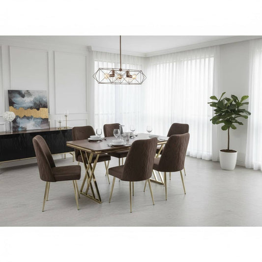 TABLE A MANGER 6 PLACES 80X140 MÉTAL MARRON A20