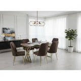 TABLE A MANGER 6 PLACES 80X140 MÉTAL MARRON A20