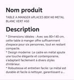 TABLE A MANGER 6 PLACES 80X140 MÉTAL 6 BLANC VERT