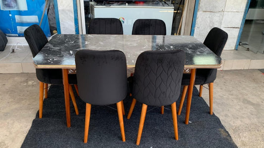 TABLE A MANGER 6 PLACES 80X140 BOIS RECTANGULAIRE NOIR LOTUS