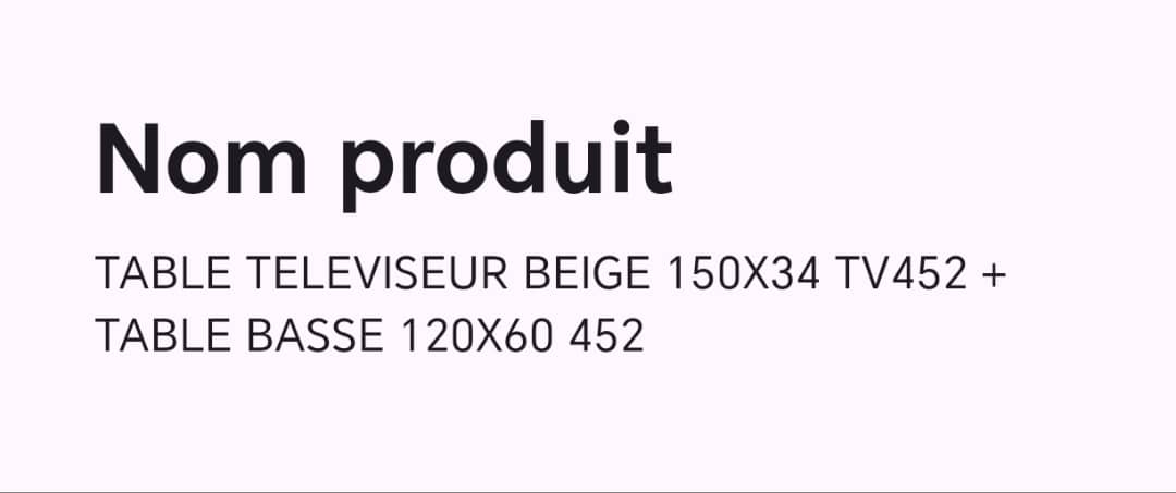 TABLE TÉLÉVISEUR MARRON BEIGE 150X34 TV532 + TABLE BASSE 120X60 432