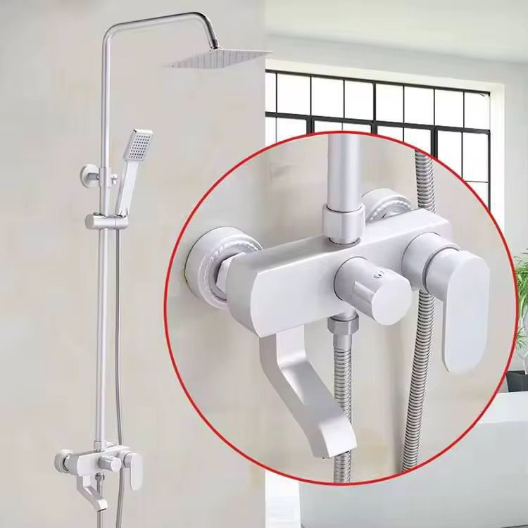 Colonne de douche à effet pluie, douchette multifonction, barre coulissante réglable robinets muraux