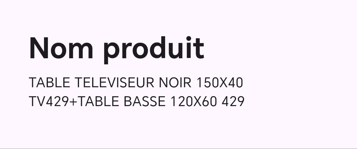 TABLE TELEVISEUR NOIR 150X40 TV439+ TABLE BASSE 120X60 429
