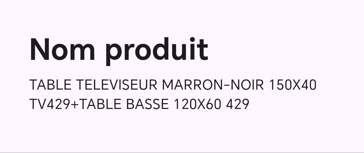 TABLE TELEVISEUR MARRON-NOIR 150X40 TV429+ TABLE BASSE 120X60 429