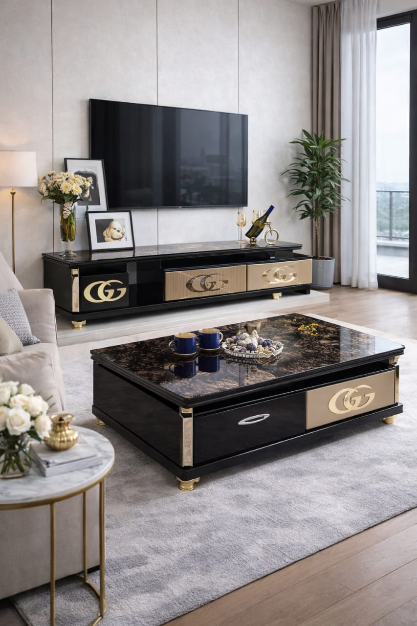 TABLE TELEVISEUR MARRON-NOIR 150X40 TV429+ TABLE BASSE 120X60 429
