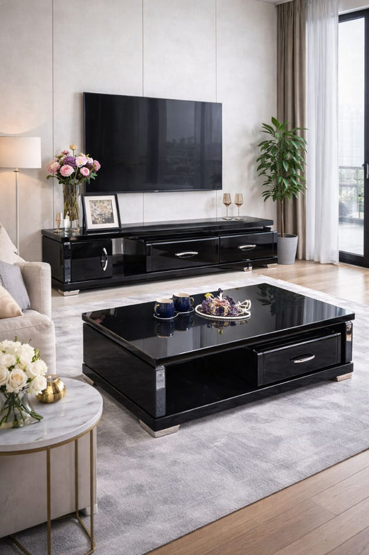 TABLE TELEVISEUR NOIR 160X40 TV204 TABLE BASSE 120X60 204