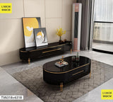 TABLE TELEVISEUR 180X40 NOIR T6318 + TABLE BASSE 120X60 6318
