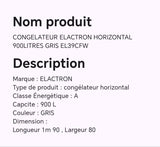 Congélateur ELACTRON HORIZONTAL 900LITRES GRIS EL39CFW