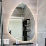 Miroir de salle de bain avec éclairage, miroir mural lumineux à intensité variable et antibuée, miroirs de maquillage de douche de forme irrégulière, miroir d'entrée suspendu rétroéclairé sans cadre