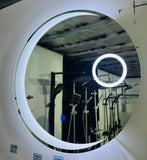 Miroir intelligent rond, miroir de salle de bain, miroir lumineux LED, miroir mural lumineux avec fonction antibuée, interrupteur tactile, affichage de l'heure, intensité réglable
