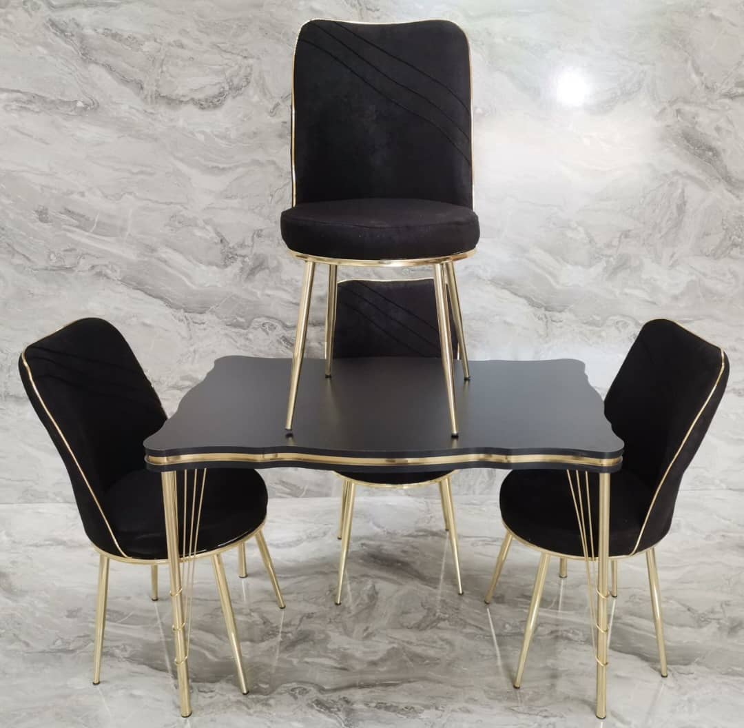 TABLE A MANGER 6 PLACES EXTENSIBLE NOIR DORÉ 130X80