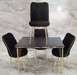 TABLE A MANGER 6 PLACES EXTENSIBLE NOIR DORÉ 130X80