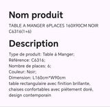 TABLE A MANGER 6 PLACES 160X90CM NOIR C6316 (1+6)