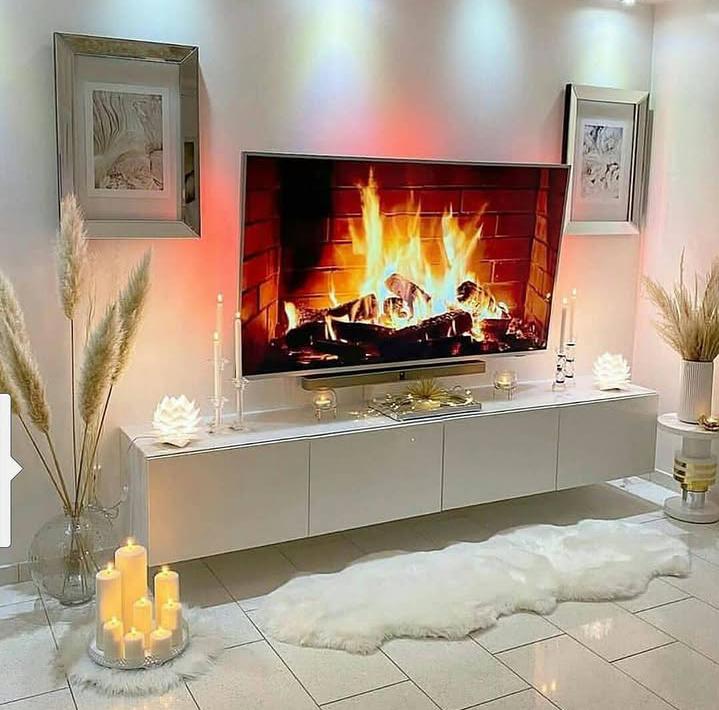 Meuble TV Mural  Table Télé suspendue - Blanc 2m40