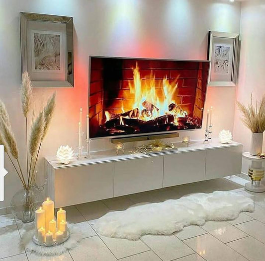 Meuble TV Mural  Table Télé suspendue - Blanc 2m40