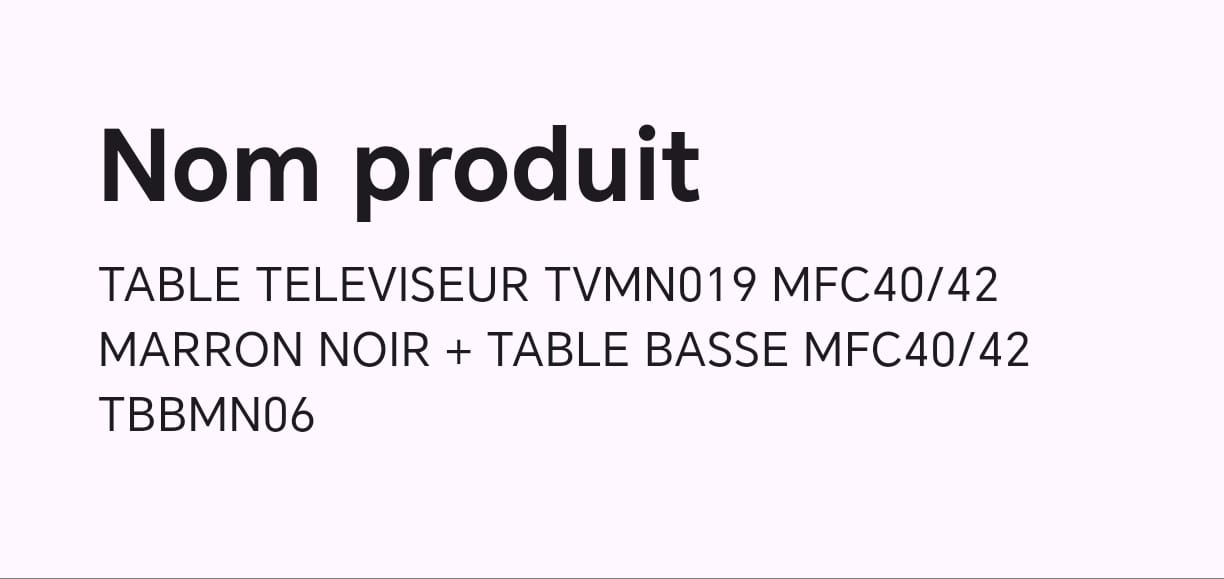 TABLE TELEVISEUR MARRON NOIR 1M80 + TABLE BASSE 60X40