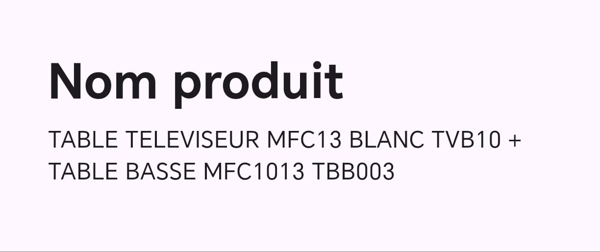 TABLE TELEVISEUR BLANC 1M80 + TABLE BASSE 60X40