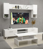 TABLE TELEVISEUR BLANC 1M80 + TABLE BASSE 60X40